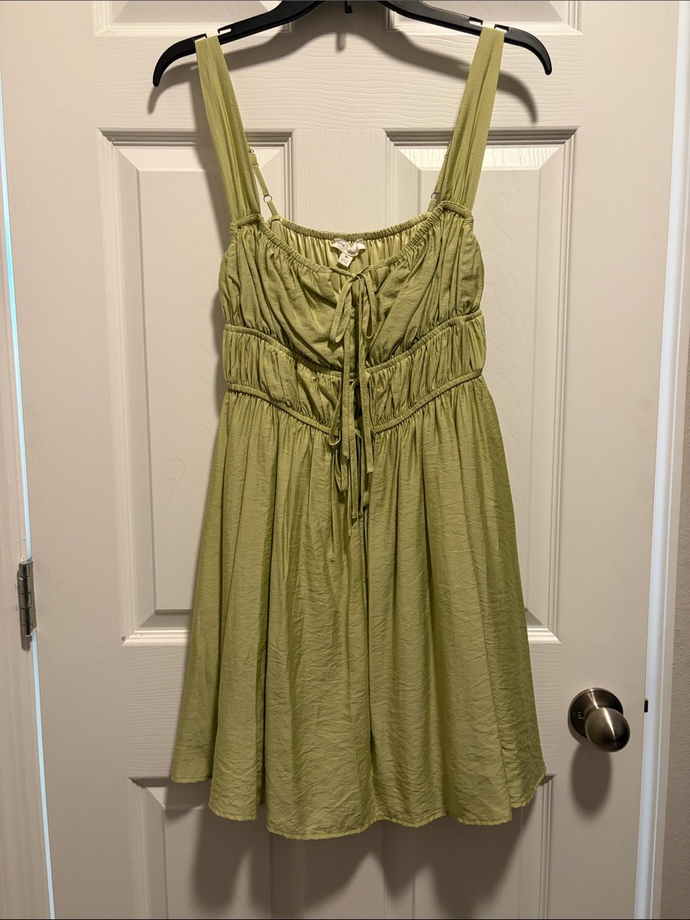 Sleeveless Light Green Tie-Front Mini Dress
